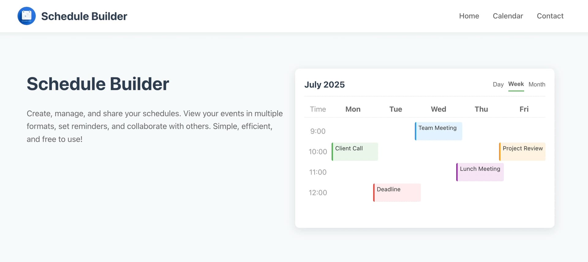 Schedule Builder - Product Image